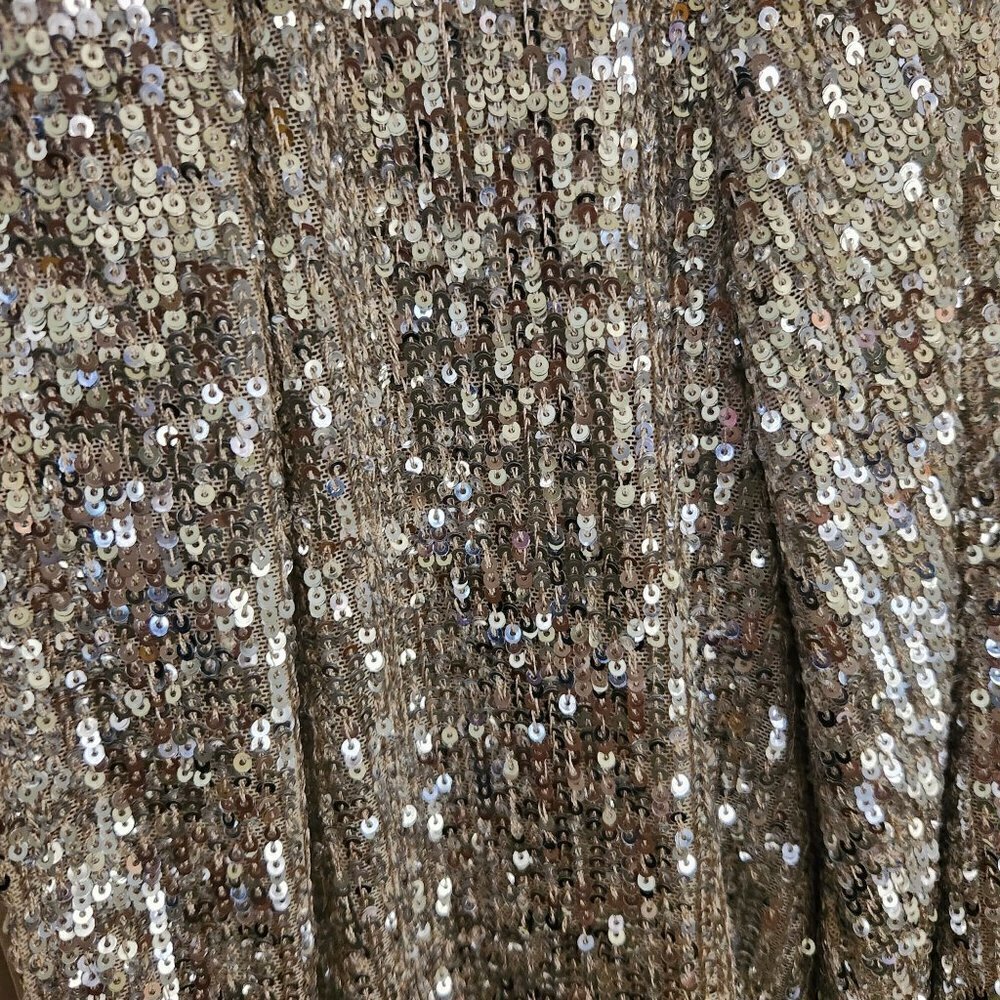 Cable & Gauge Stunning Open Front Silver Sequined Jacket Size M - Picture 4 of 6